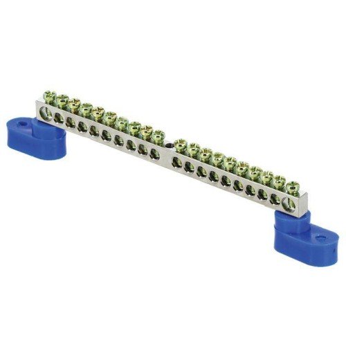 sn1-63-20-2 EKF - Шина "0" N (6x9мм) 20 отв. цинк 2 синих угловых изолятора PROxima