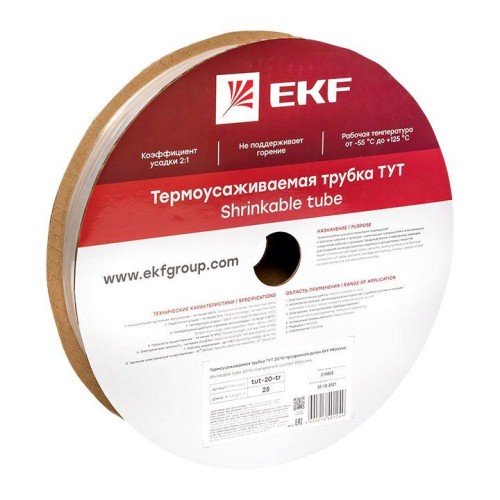 tut-20-tr EKF - Термоусаживаемая трубка ТУТ 20/10 прозрачная рулон PROxima