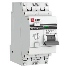 Дифференциальный автомат АД-32 1P+N 25А/10мА (хар. B, AC, электронный, защита 270В) 4,5кА PROxima
