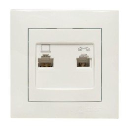Валенсия розетка RJ-45+RJ11 2-местная белая PROxima
