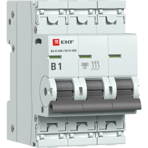 M636301B EKF - Автоматический выключатель 3P 1А (B) 6кА ВА 47-63N PROxima
