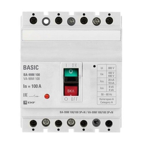mccb99-100-100m-4P EKF - Выключатель автоматический ВА-99М 100/100А 3P+N 35кА PROxima
