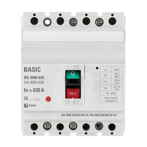mccb99-630-630m-4P EKF - Выключатель автоматический ВА-99М 630/630А 3P+N 50кА PROxima

