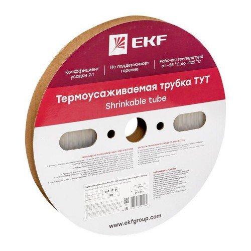 tut-12-tr EKF - Термоусаживаемая трубка ТУТ 12/6 прозрачная рулон PROxima