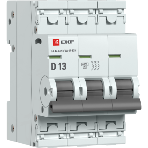 M636313D EKF - Автоматический выключатель 3P 13А (D) 6кА ВА 47-63N PROxima
