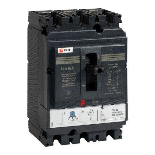 mccb99C-100-16 EKF - Выключатель автоматический ВА-99C 100/16А 3P 35кА
