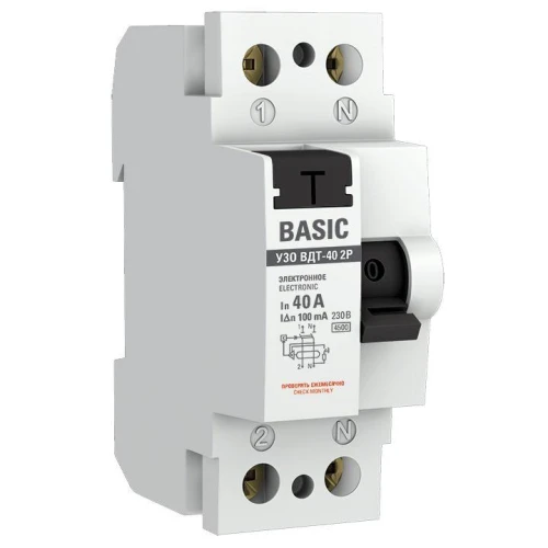 elcb-2-40-100e-sim EKF - Устройство защитного отключения УЗО ВДТ-40 2P 40А/100мА (электронное) Basic

