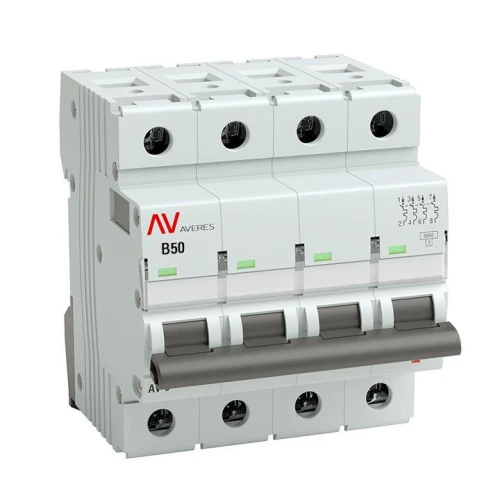 mcb6-4-50B-av EKF - Выключатель автоматический AV-6 4P 50A (B) 6kA AVERES
