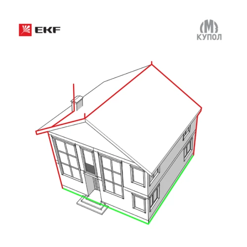 lp-8x8 EKF - Комплект молниезащиты частного дома габ. 8х8м PROxima
