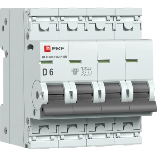 M636406D EKF - Автоматический выключатель 4P 6А (D) 6кА ВА 47-63N PROxima

