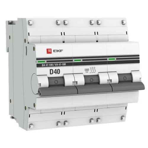 mcb47100-3-40D-pro EKF - Автоматический выключатель 3P 40А (D) 10kA ВА 47-100 PROxima
