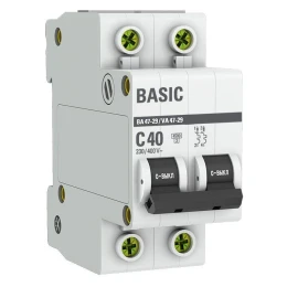 Автоматический выключатель 2P 40А (C) 4,5кА ВА 47-29 Basic
