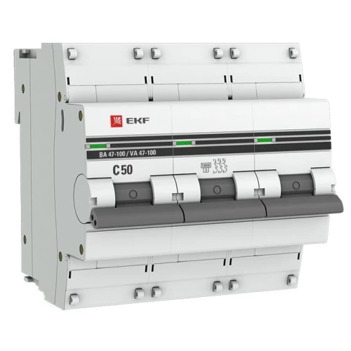 mcb47100-3-50C-pro EKF - Автоматический выключатель 3P 50А (C) 10kA ВА 47-100 PROxima
