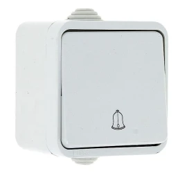 Прага Кнопка звонка 1-клавишная 10А IP44 белая
