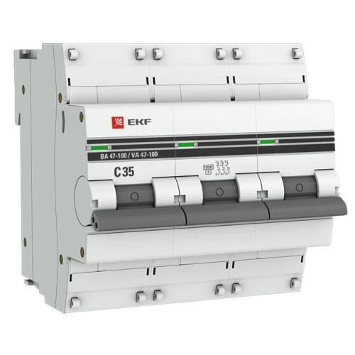 mcb47100-3-35C-pro EKF - Автоматический выключатель 3P 35А (C) 10kA ВА 47-100 PROxima
