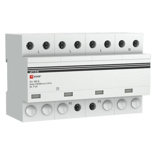 spd-t1-25-4p EKF - Устройство защиты от импульсных перенапряжений Тип 1 Iimp 25kA (10/350μs) 4P