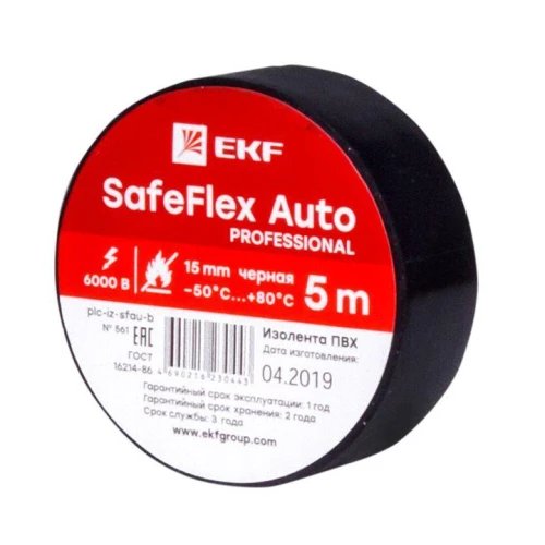 plc-iz-sfau-b EKF - Изолента ПВХ 15мм 5м черный серии SafeFlex Auto