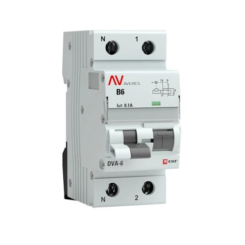 rcbo6-1pn-6B-100-ac-av EKF - Дифференциальный автомат DVA-6 1P+N 6А (B) 100мА (AC) 6кА AVERES