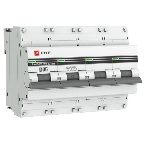 mcb47100-4-35D-pro EKF - Автоматический выключатель 4P 35А (D) 10kA ВА 47-100 PROxima
