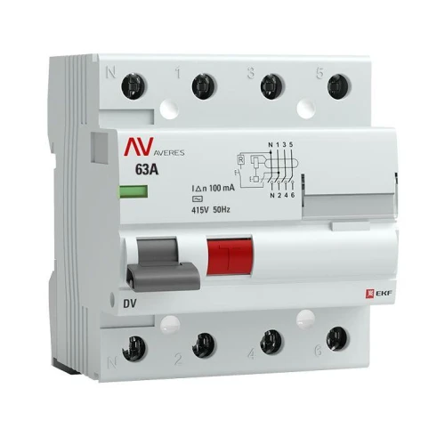 rccb-4-63-100-ac-av EKF - Устройство защитного отключения DV 4P 63А/100мА (AC) AVERES