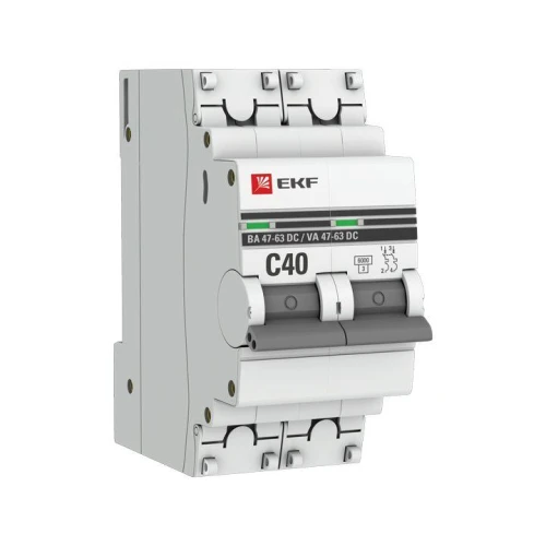 mcb4763-DC-2-40C-pro EKF - Автоматический выключатель 2P 40А (C) 6кА ВА 47-63 DC PROxima
