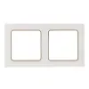 EYM-G-303-10 EKF - Стокгольм Рамка 2-местная белая с линией цвета шампань PROxima