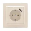 ERR16-028-200-USB EKF - Розетка 1-местная СП с/з Минск 16А бежевая с защ. штор. с USB 1А